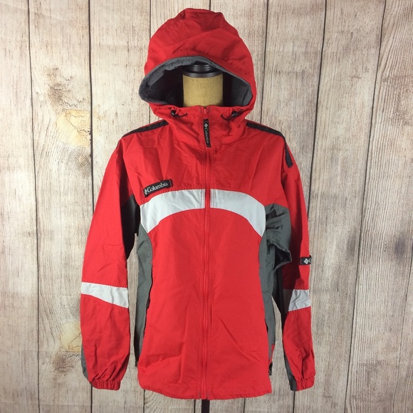 Columbia Jackets & Blazers - Columbia Red Packable Nylon Hooded Jacket Sz L